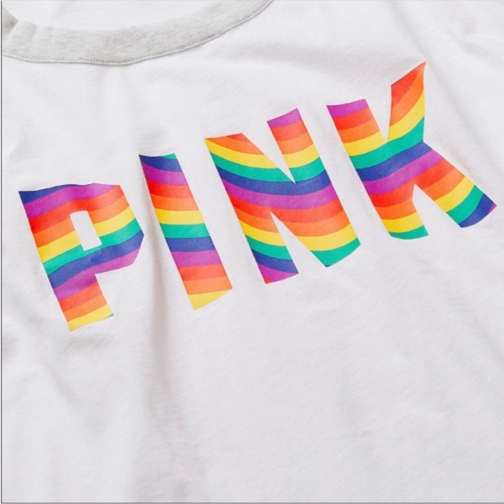 NWT Victoria’s Secret PINK Rainbow Campus Crew Tee